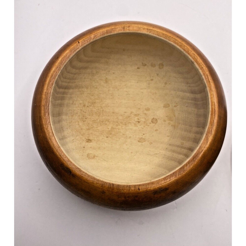 Round Hand Carved Wooden Painted Trinket Box Used - Picture 6 of 8